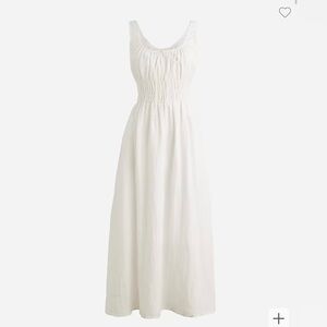 J. Crew New with Tags White Linen Smocked Midi Dress, Size XS